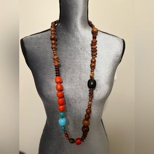 Wooden Necklace with stone and man made material
